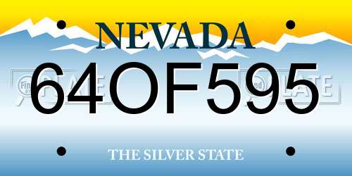 64OF595 Nevada License Plate
