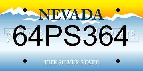 64PS364 Nevada License Plate