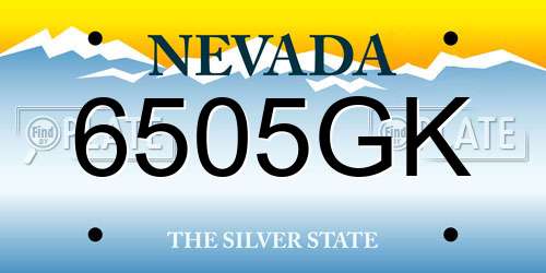 6505GK Nevada License Plate