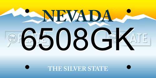 6508GK Nevada License Plate