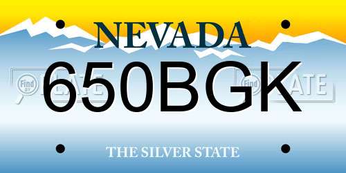 650BGK Nevada License Plate