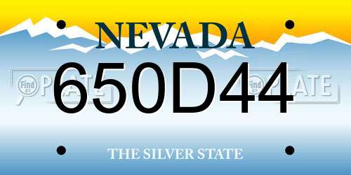 650D44 Nevada License Plate