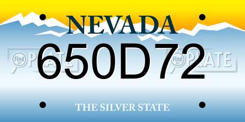 650D72 Nevada License Plate