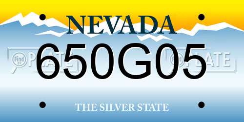 650G05 Nevada License Plate