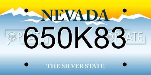 650K83 Nevada License Plate