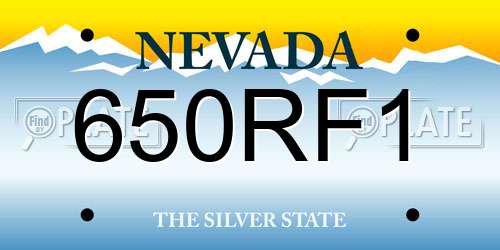 650RF1 Nevada License Plate