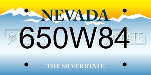 650W84 Nevada License Plate