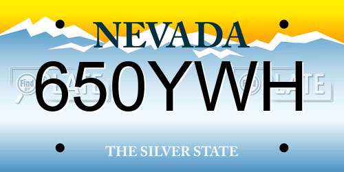 650YWH Nevada License Plate
