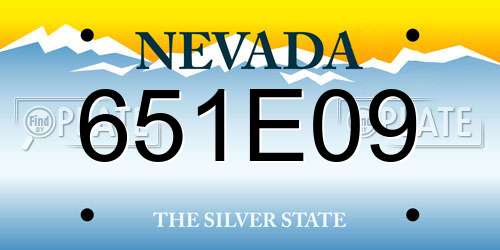 651E09 Nevada License Plate