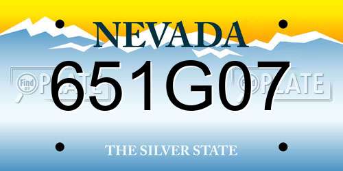 651G07 Nevada License Plate