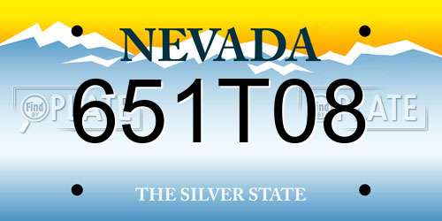 651T08 Nevada License Plate
