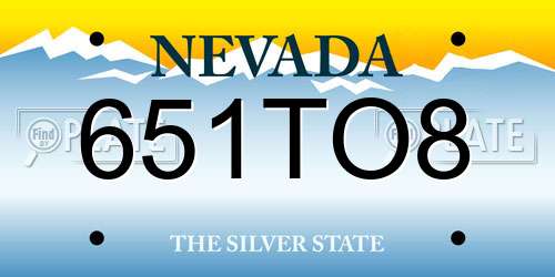 651TO8 Nevada License Plate