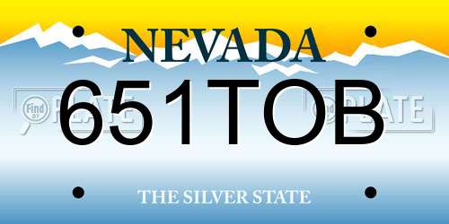 651TOB Nevada License Plate