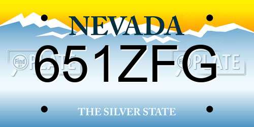 651ZFG Nevada License Plate