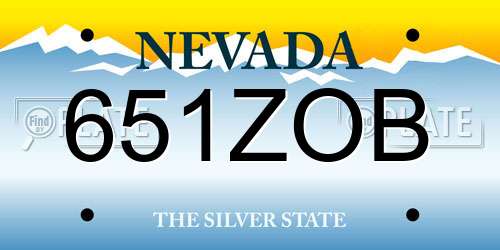651ZOB Nevada License Plate