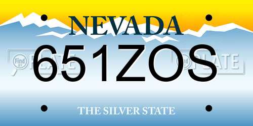 651ZOS Nevada License Plate