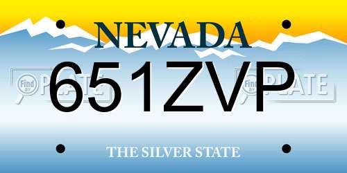 651ZVP Nevada License Plate