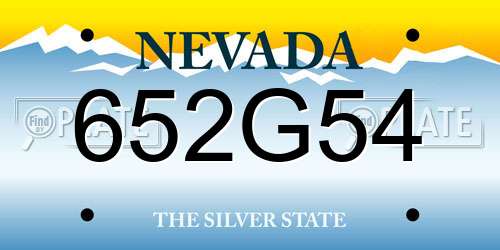 652G54 Nevada License Plate