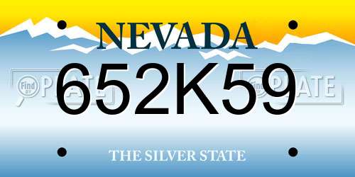 652K59 Nevada License Plate