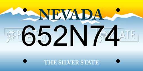652N74 Nevada License Plate