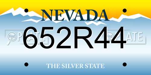 652R44 Nevada License Plate