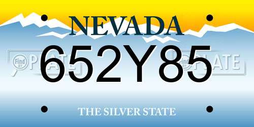 652Y85 Nevada License Plate