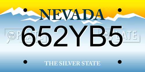 652YB5 Nevada License Plate