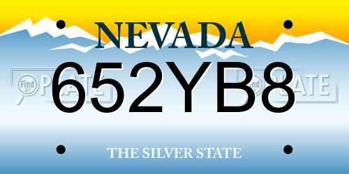 652YB8 Nevada License Plate