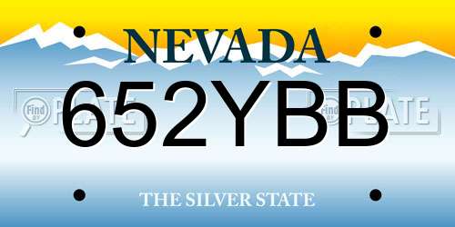 652YBB Nevada License Plate