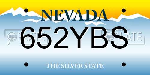 652YBS Nevada License Plate