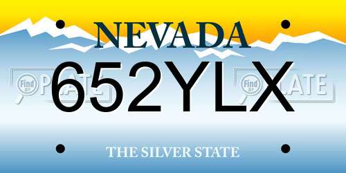 652YLX Nevada License Plate