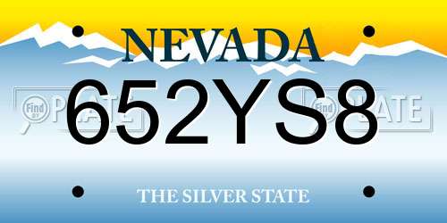 652YS8 Nevada License Plate