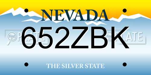 652ZBK Nevada License Plate