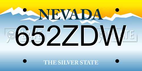 652ZDW Nevada License Plate