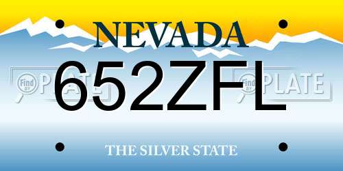 652ZFL Nevada License Plate