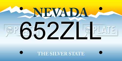 652ZLL Nevada License Plate