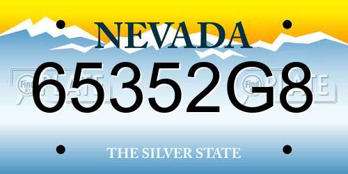 65352G8 Nevada License Plate