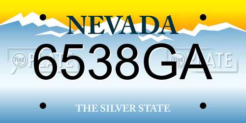 6538GA Nevada License Plate