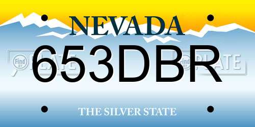 653DBR Nevada License Plate