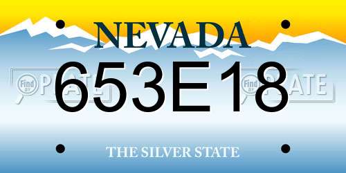 653E18 Nevada License Plate