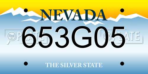 653G05 Nevada License Plate