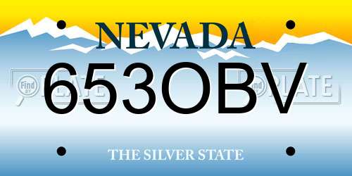 653OBV Nevada License Plate