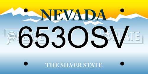 653OSV Nevada License Plate