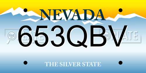 653QBV Nevada License Plate