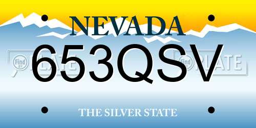 653QSV Nevada License Plate