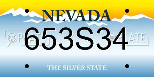 653S34 Nevada License Plate