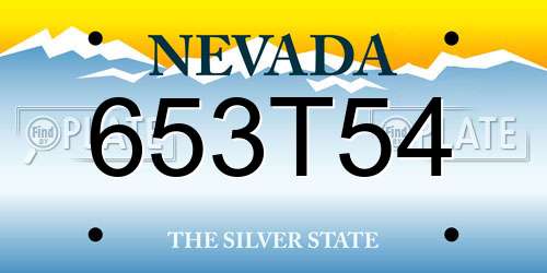 653T54 Nevada License Plate