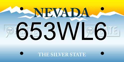 653WL6 Nevada License Plate