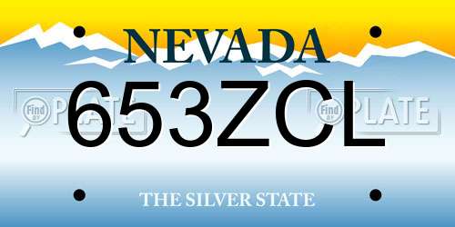 653ZCL Nevada License Plate