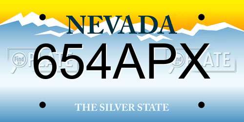 654APX Nevada License Plate